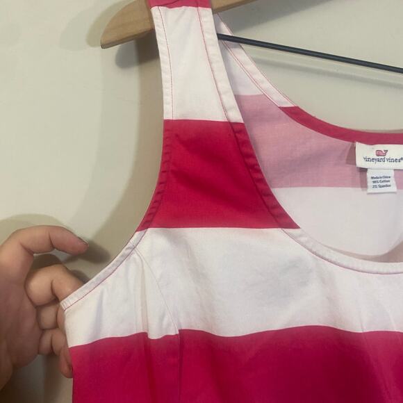 Vineyard Vines White Pink Block Stripe Sleeveless Top Side Tie Sz 14 - Picture 4 of 6